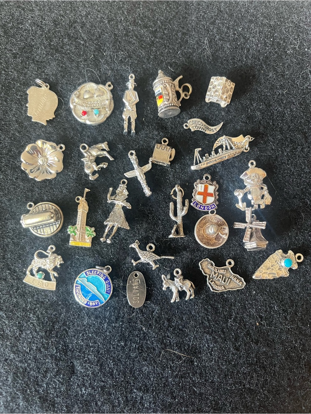 Sterling Silver 925 Charm Bracelet Assorted Designs Charms Lot of 25